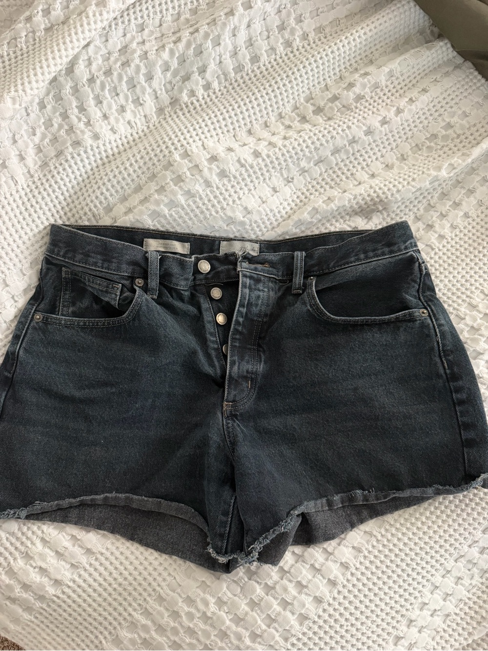 High-Rise Black Denim Women’s Shorts